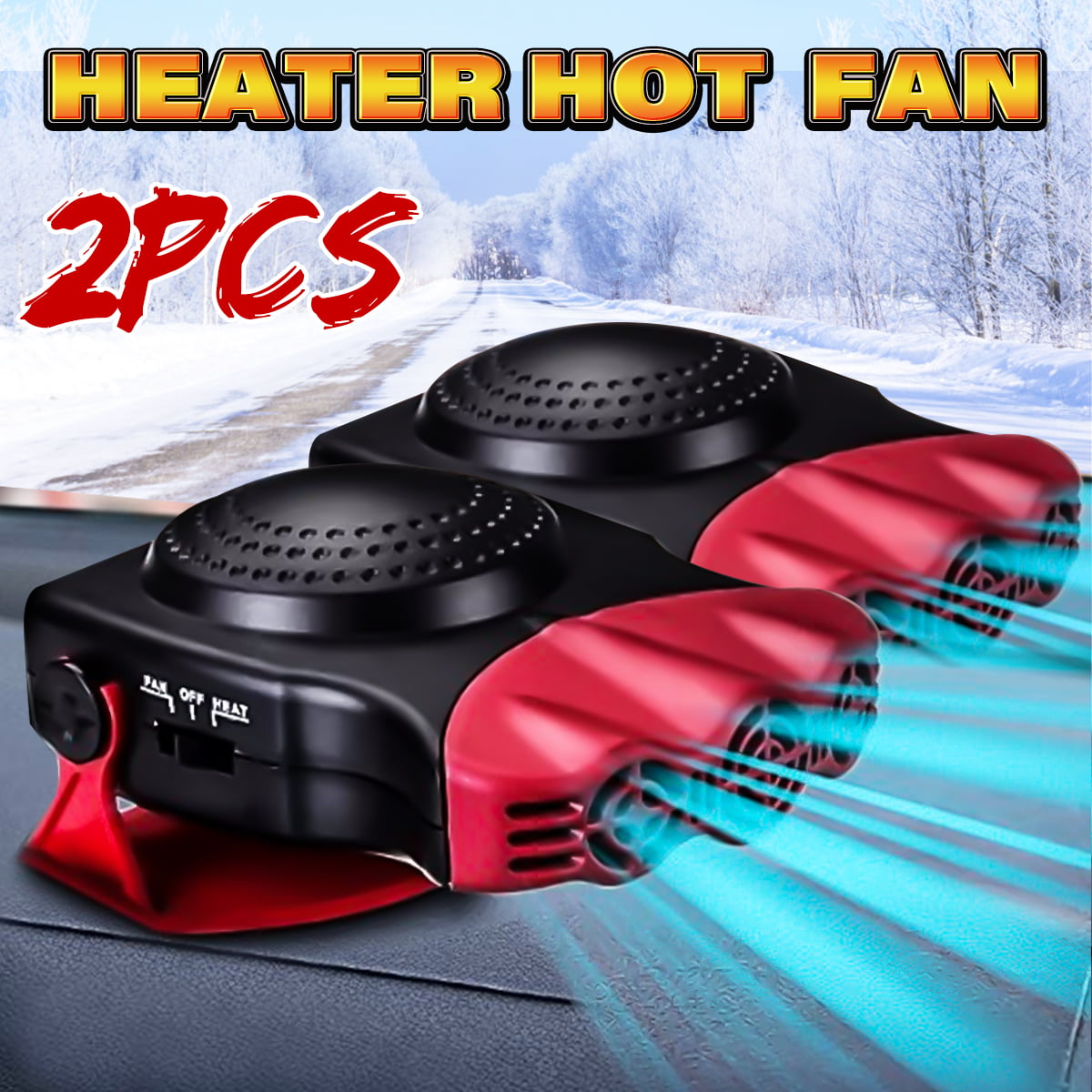 12V Portable Car Heater Cooling Fan Heater Defroster Demister for Car Truck Red 