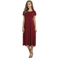 thumbnail image 6 of Cuteduck Women's Casual Short Sleeve Pleated T-shirt Dresses Crewneck Empire Waist Loose A-Line Flare Midi Dress S-2XL, 6 of 7
