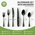 thumbnail image 2 of GPED 49-Piece Silverware Set with Organizer, Heavy Duty Stainless Steel Flatware Set Service for 8, Cutlery Set with Steak Knives, Mirror Polished, Dishwasher Safe, Black, 2 of 8