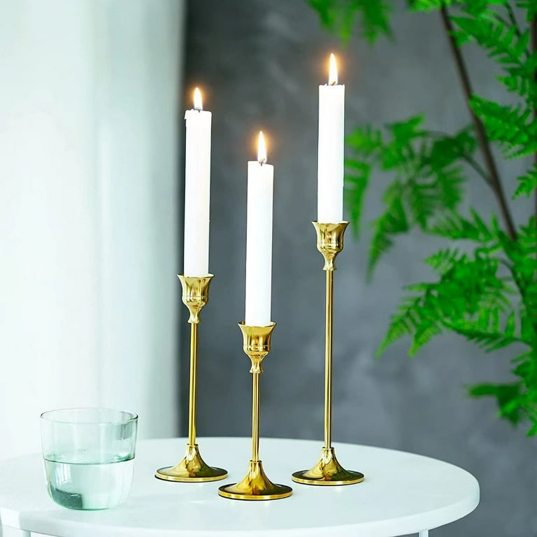  Set of 2 Brass Taper Candle Holders, Centerpiece Table  Decorative Vintage, Modern, Metal Candlestick Holders for Reception  Candlelight Dinner Ornaments : Home & Kitchen