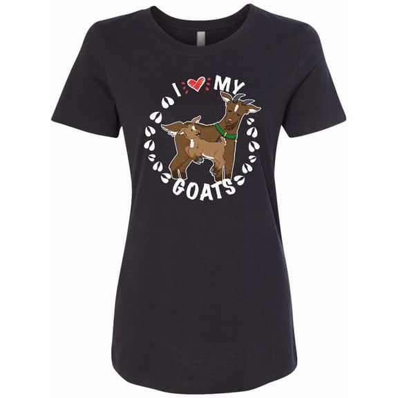 Inktastic I Heart My Goats with Cute Goats and Hoof Prints Women's T-Shirt