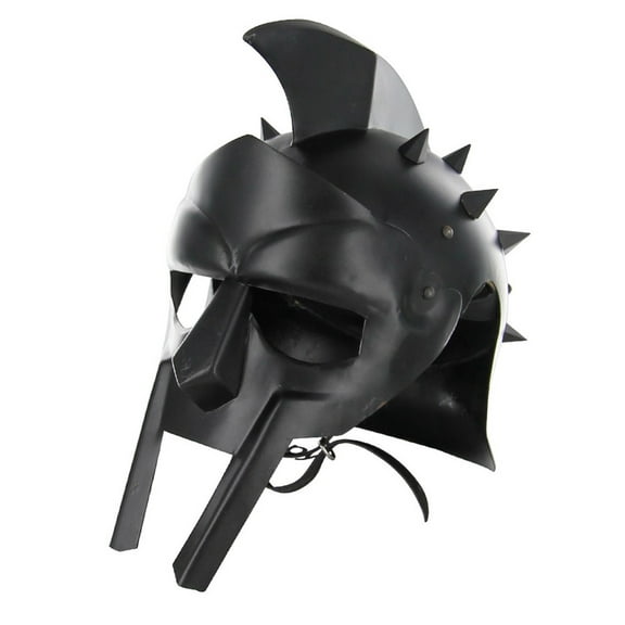 Armory Replicas Maximus Roman Gladiator Helmet - Blackened 18g Steel, 12" Tall, 26.77" Circumference, 11.38" x 8.25