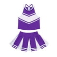 thumbnail image 3 of LiiYii Girls Cheerleading Stage Outfit Sleeveless Zippered Tops with Pleated Skirt Set for School Party Purple 12, 3 of 5