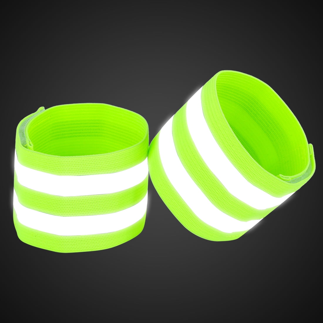 Unique Bargains 8Pcs Wrist High Visibility Night Cycling Reflector Straps Green