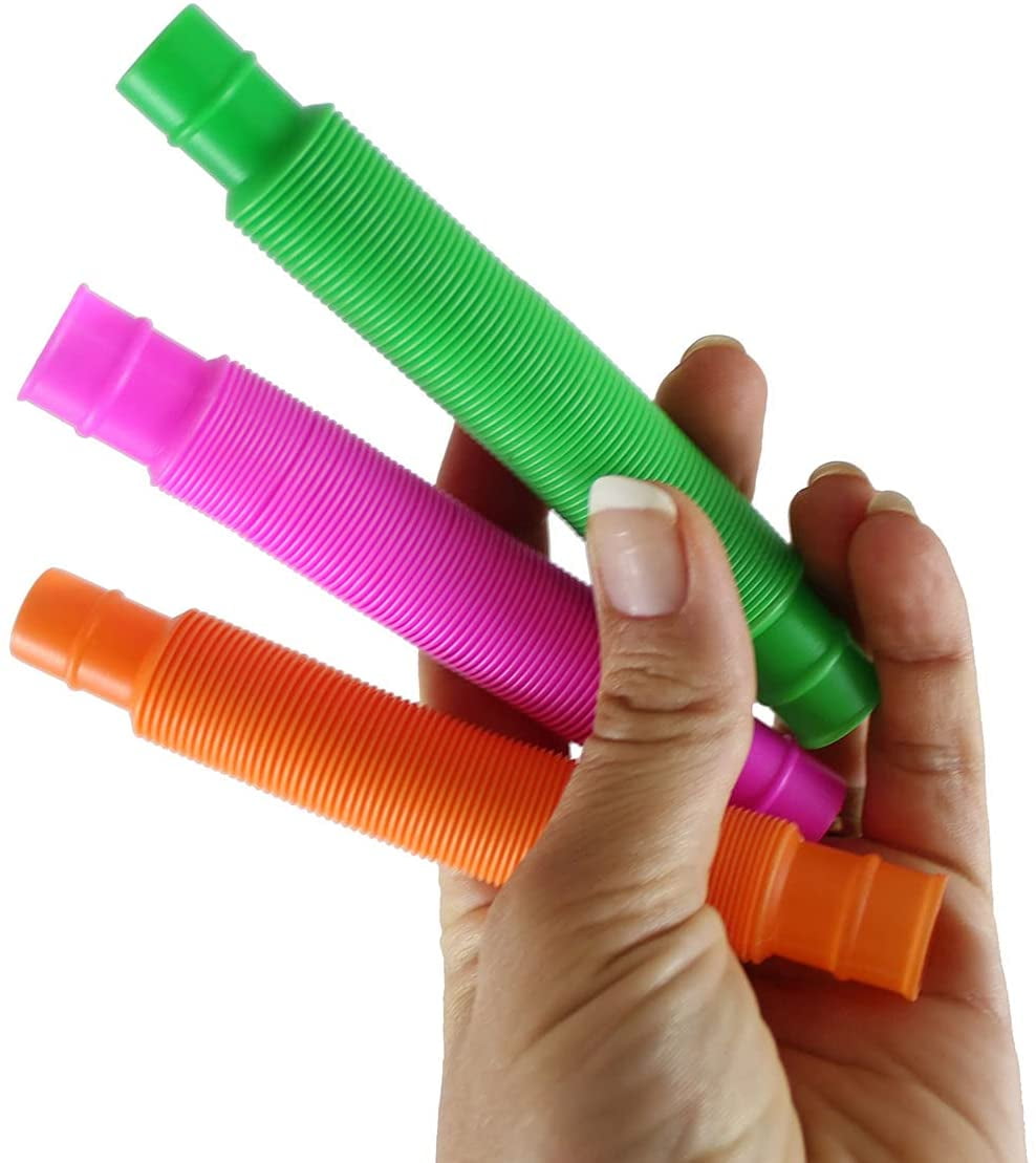 1 Pack of 3 Small Pull and Pop Snap Expanding Flexible Accordion Tube Toy - Free Play - Open Ended Fidget Toy