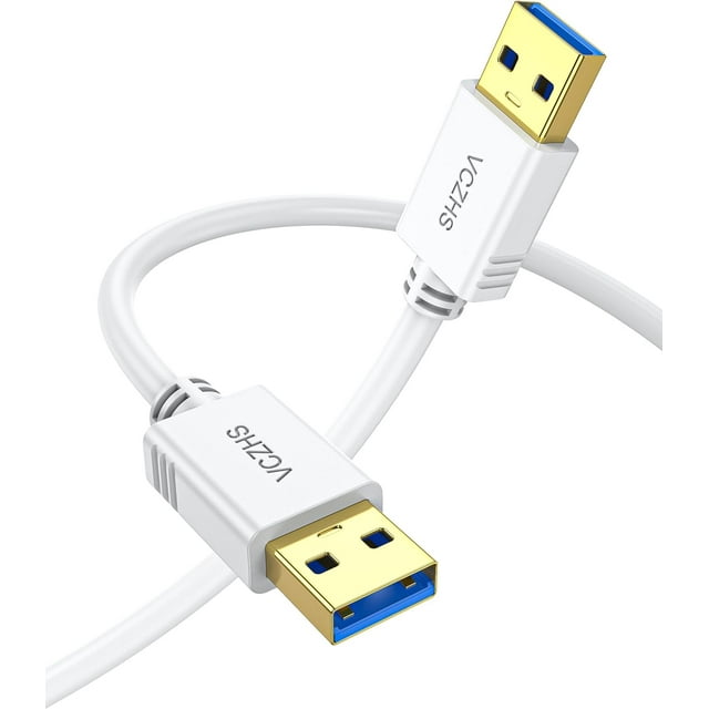 LAICAIW USB to USB Cable 6 ft White, VCZHS USB to USB USB A to USB A USB Cord for Hard Drive Enclosures, DVD Player, Laptop Cooler and More