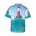 thumbnail image 3 of Picia Lighthouse Sea Port Gentle Cotton Regular Fit Short Sleeve Casual Hawaiian Shirt for Men-, 3 of 9