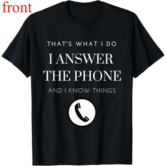 Women's Crew Neck Printed Cotton Tee Answer Phone Funny Slogan Pattern Casual Personalized Black S-5XL
