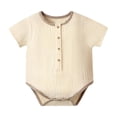 thumbnail image 4 of QSXADF Newborn Bodysuits Infant Girls Rompers Solid Color Summer Short Sleeve Romper Gauze Fabric Infant Outfits, 4 of 4