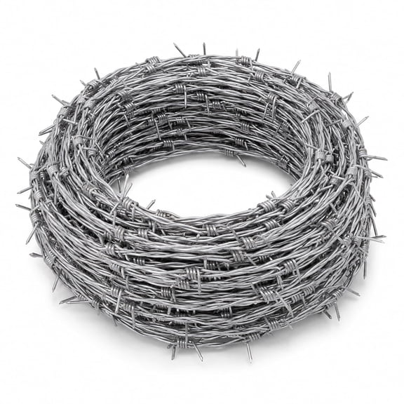 Barbed Wire 33 Ft: 4 Point Barbed Wire Fence Roll Hot-Dip Galvanized Barb Wires Fence for Yard, Garden, Crafts, Baseball Ball and Critter Deterrent(1.8mm)