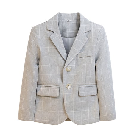 Cethrio Kids Boys Blazer Jackets Long Sleeve School Uniform Formal Lapel Outerwear with Pockets Gray Size 3T