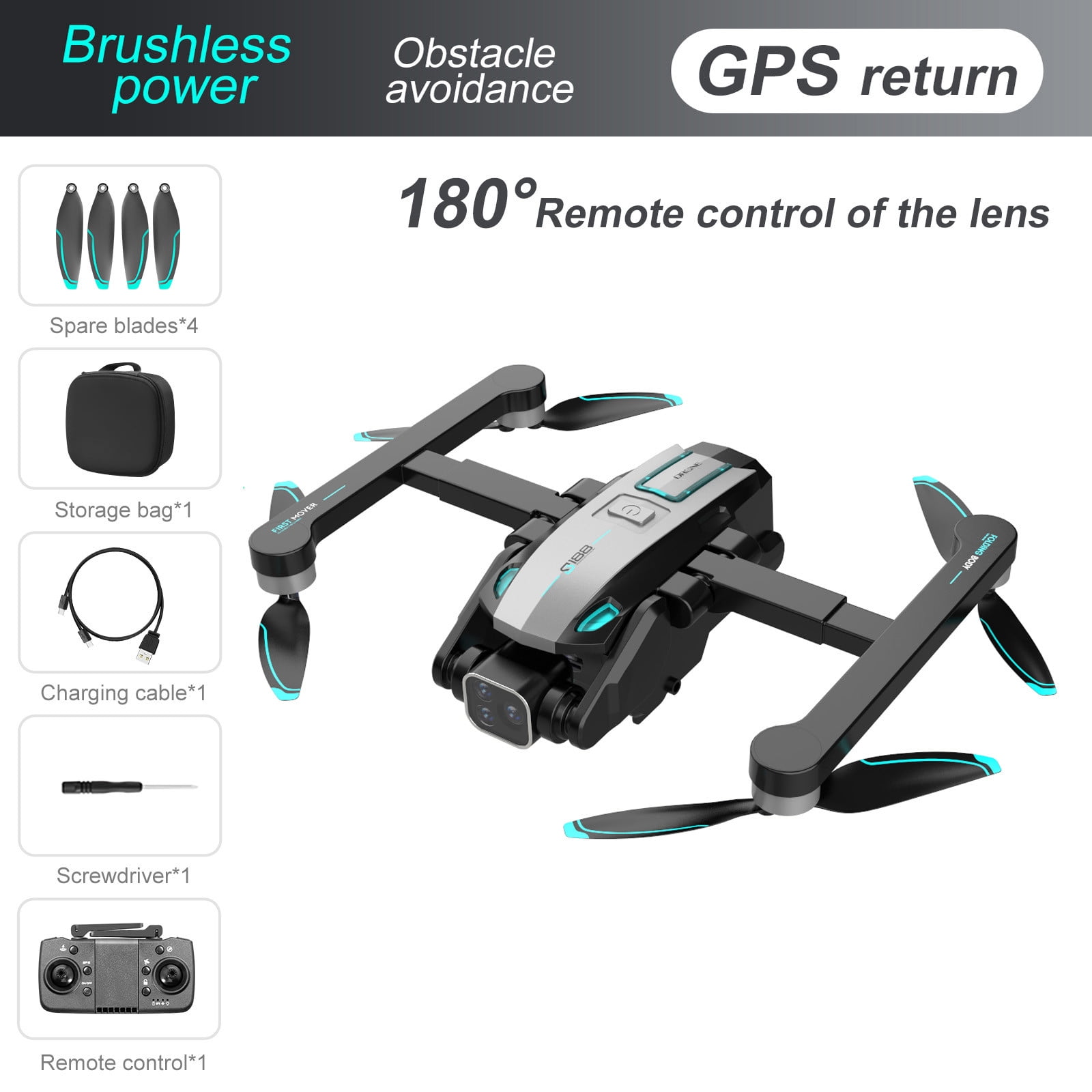 YZHMYR GPS Return 4-Way Obstacle Avoidance Drone & Professional Aerial Drone Brushless Motor 2KM Flight Distance HD Camera for Outdoor Adventure Aerial Photography Long Range Flight Supplies