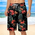 thumbnail image 2 of JIAHONG Mens Swim Trunks，Quick Dry Hawaiian Beach Shortswith Pockets Casual Sports Shorts for Vacation﻿, Black, 2 of 5