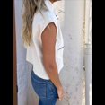 thumbnail image 4 of Camisa de y Algodón para Mujer, Blusa Holgada de Verano con Cuello en V y Corta, Informal, Color Albaricoque, Talla S, 4 of 9