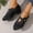 Black, variant on Mary Jane Shoes Women, Wide Width Low Heel Dress Shoes, Retro Pointed Toe Camellia Buckle Soft Sole Casual Shoes for Women, Black/Beige