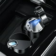 thumbnail image 1 of Cenicero de coche con tapa | Cenicero portátil de acero inoxidable para vehículos | Revestimiento metálico extraíble resistente al fuego | Luz LED azul | A prueba de viento | Gran capacidad | 10x6cm, 1 of 8