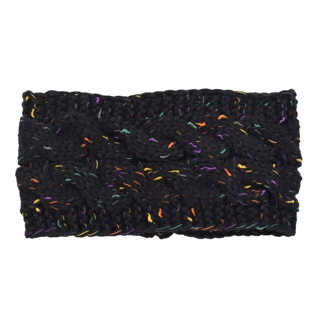 Minnieouse Diadema a prueba de viento de punto de ganchillo Multicolor ajustable cálido señoras orejeras diademas accesorios para el cabello Accesorio para el cabello Hilo negro+color