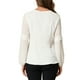 thumbnail image 3 of INSPIRAR CHIC Blusa de gasa para mujer con cuello de ojal, mangas de patchwork, elegante top de trabajo 3XL blanca, 3 of 8