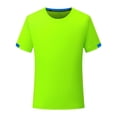 thumbnail image 5 of Nyeemya Kids Boys Girls 2 Piece Gym Workout Tracksuit Moisture Wicking Short T-shirts with Sport Fluorescent Green&Black 140, 5 of 9