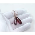 thumbnail image 3 of 14k Pink Rose Gold Filled Red Simulated Garnet Earrings Rounded Fat Long Teardrop Faceted Briolettes Spyglass Designs Designed for Adult Women, 3 of 5