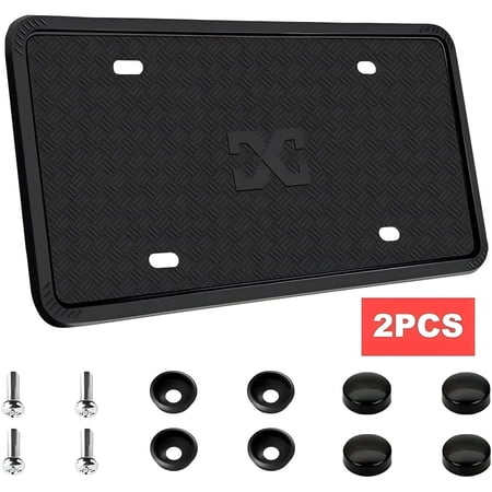TVTUTPWY Silicone License Plate Frame, 2-Pack Car License Plate Holder Frames, Universal US Car Silicone License Plate Holders Brackets Rust-Proof, Rattle-Proof, Weather-Proof Car Accessories (Black)