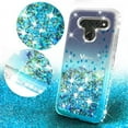 thumbnail image 2 of LG Aristo 5,Aristo 5 Plus,Fortune 3,Phoenix 5,Risio 4,K8X,K31,Tribute Monarch Case w[Temper Glass] Cute Liquid Glitter Bling Diamond Bumper Girls Women Phone Case - Clear/Teal, 2 of 5