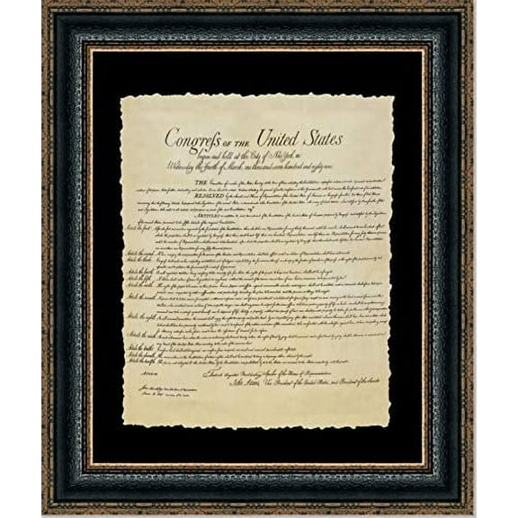 Framed Bill of Rights | Historic Document in Single Mat | 25L X 21W" Inches