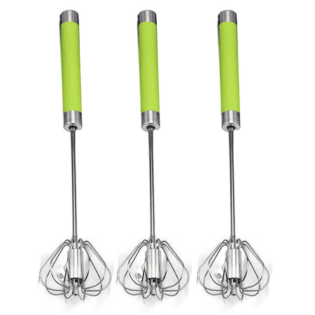 

Food Grade Safety Stainless Steel Semi-automatic Egg Whisk - 3PCS Hand Push Rotary Whisk Blender