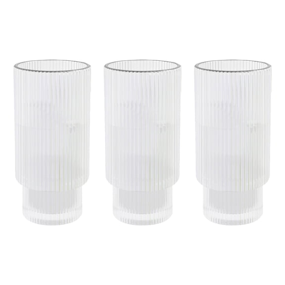 XKHAZA Ribbed Glass Tumblers – Glassware Set, Thickened Glass, Ideal for Iced Coffee, Smoothies, Cocktails, and Juices – Elegant and Durable Drinkware