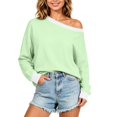 thumbnail image 5 of Enjoytime Sweatshirt for Women Patchwork Long Sleeve Off Shoulder Sweatshirt Fall Fashion Casual Pullover Tops, 5 of 8
