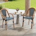 thumbnail image 1 of Gymax Outdoor French Bistro Chairs 2 PCS w/ Armrests Galvanized Metal Frame Blue & White, 1 of 7