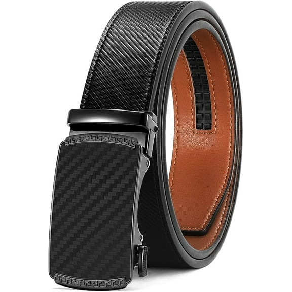 Belt Men, Ratchet Belt Dress with 1 3/8" Premium Leather,Slide Belt with Easier Adjustable Automatic Buckle