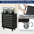 thumbnail image 2 of Rolling Tool Chest, 5-Drawers Metal Tool Box Organizer w/Auto Locking System & Lockable Wheels, Sliding Drawers, Detachable Top, Tool Storage Cabinet for Garage, 2 of 7