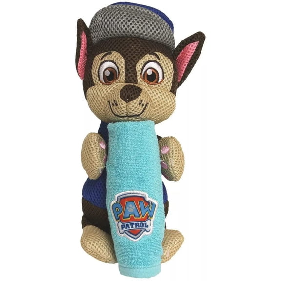 Paw Patrol Chase 2 Piece Kids Bath Set Mesh Hugger & Washcloth