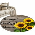 thumbnail image 2 of Sunflower Wooden 3ft Round Rug, Farmhouse Vintage Botanical Floral Non-Skid Rubber Backing Large Area Rugs - Living Room Bedroom Home Office, Indoor Floor Mat Carpets Washable Rug, 2 of 9