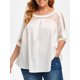 thumbnail image 1 of Grupo abierto de encaje de hombro curvo Hem más el tamaño de la blusa Rosegal Blusas Tallas Grandes, 1 of 5