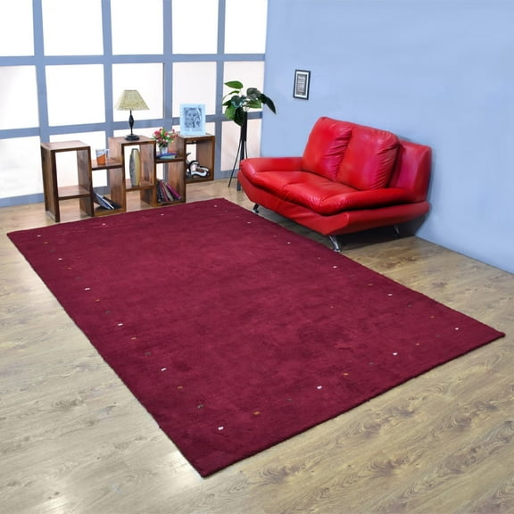 Rugsotic Carpets Handmade Rugs Hand Knotted Loom Rectangle 6'x9' Red Silk Mix for Indoor Use