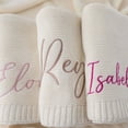 thumbnail image 2 of Ticikt Baby Knitting Cover Blanket | Embroidered Blanket | Soft Cotton Knit Swaddle | Monogrammed Baby Bedding | Boys and Girls Crib Throw | Cozy Toddler Nursery Cover,Color:Beige, 2 of 4