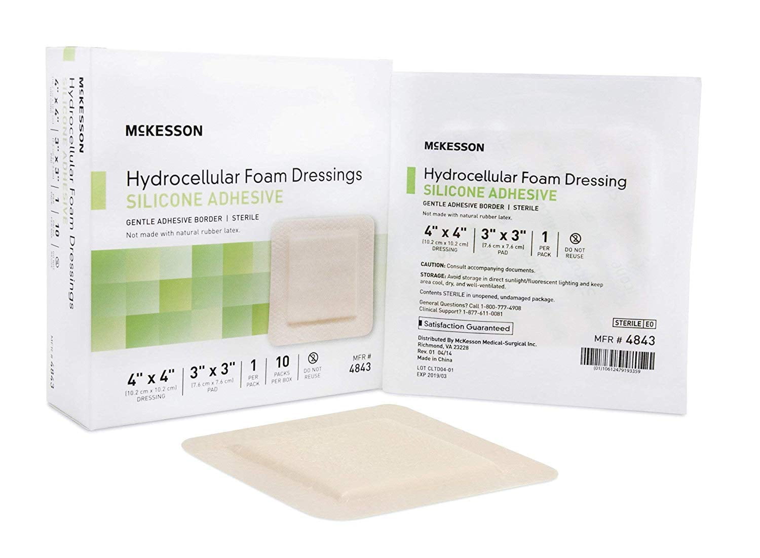 McKesson Hydrocellular Sterile Foam Dressing | Silicone Adhesive with  Border 4 in x 4 in Box of 10 | Foam Dressings for Wounds | Bed Sore  Bandages |