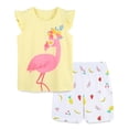 thumbnail image 5 of kpoplk Toddler Baby Girl Clothes 12M-5T Girls Spring Summer Outfit, Sleeveless Ruffle Bowknot Top + Floral Short 2 Piece Set Size 3-4 Years,Yellow, 5 of 8