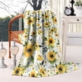 thumbnail image 2 of White Green Leaf Flower Sunflower Pattern Blanket,Comfortable Soft Flannel Throw Blanket,All Season,Warm Lightweight Blankets for Sofa Bed Couch Living Room Chair,40"x50", 2 of 4