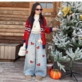 thumbnail image 4 of BOOMNY Girls Baggy Jeans Wide Leg Jeans for Girl Trendy Butterfly Embroidery Elastic Waist Lightweight Loose Fit Soft Denim Pants With Pocket, 4 of 9