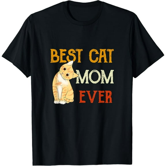 vintage cat best cat mom ever meow with my cat funny kitty T-ShirtMen and women, White Black T-shirt, size: Extra large S-2039XL