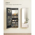 thumbnail image 4 of SONGMICS Mirrored Jewelry Cabinet Wall/Door Mount Jewelry Armoire Organizer Makeup Storage Cabinet Box w/ Full Length Frameless Lighted Built-in Makeup Mirror 2 Drawers Lockable Black, 4 of 8