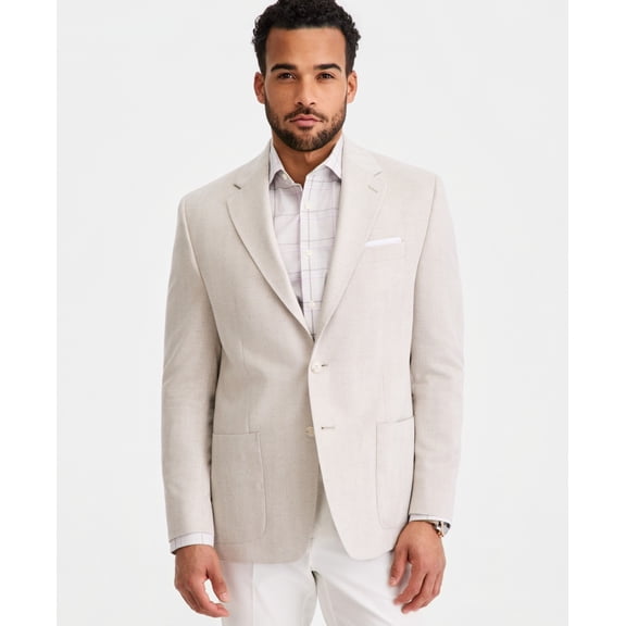 Michael Kors Mens Classic fit Linen Sport Coat Blazer 40 R Beige Herringbone