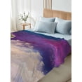 thumbnail image 4 of Night Sky Stars Full Size Flat Sheet, Wrinkleproof & Fadeproof Cooling Flat Bed Sheet Only, Shooting Star Cloud Galaxy Breathable Soft Bedding Top Sheets 81 x 96 Inches, 4 of 8