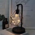 thumbnail image 2 of Industrial Desk Table Lamp,LED Night Light Wrought Iron Romantic Bedside Nightstand Lamp for Bedroom Living Room,Office,House Bedside Nightstand Reading,2AA Batteries not Included, 2 of 9