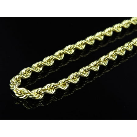 - Hollow Rope Chain 4.0 MM in 1/10th 10K Yellow Gold - Length Necklace 20