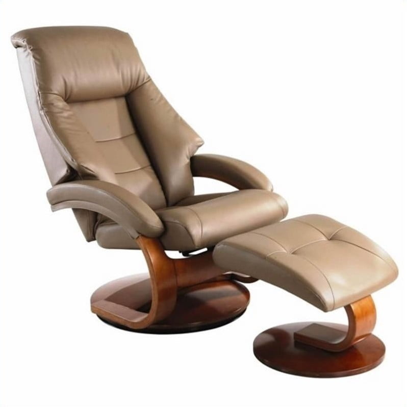 mac motion oslo leather swivel recliner with ottoman in sand