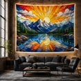 thumbnail image 6 of Mountain Lake Landscape Stained Glass Wall Art, Serene Fantasy Style for Nature Lovers, Scenic Home Decor, Housewarming Gift Tapestry Wall Hanging for Bedroom, Living Room and Dorm, 6 of 7